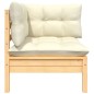 vidaXL Muebles de jardín 3 piezas madera maciza pino con cojines crema vidaXL Muebles de jardín 3 piezas madera maciza pino con cojines crema