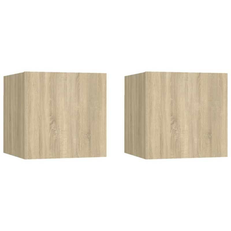 vidaXL Mesitas noche 2 uds madera ingeniería roble Sonoma 30,5x30x30cm vidaXL Mesitas noche 2 uds madera ingeniería roble Sonoma 30,5x30x30cm