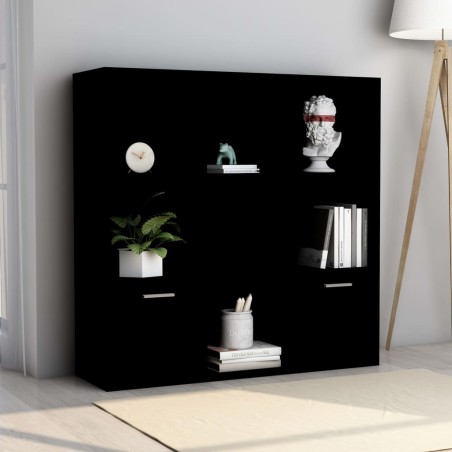 vidaXL Estantería de madera contrachapada negro 98x30x98 cm