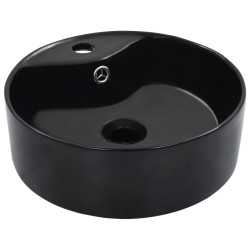 vidaXL Lavabo con rebosadero 36x13 cm cerámica negro