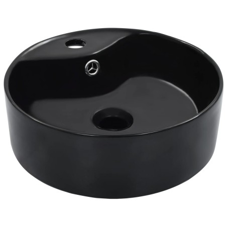 vidaXL Lavabo con rebosadero 36x13 cm cerámica negro