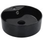 vidaXL Lavabo con rebosadero 36x13 cm cerámica negro vidaXL Lavabo con rebosadero 36x13 cm cerámica negro