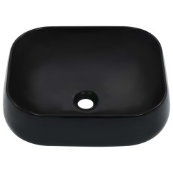 vidaXL Lavabo 44,5x39,5x14,5 cm cerámica negro