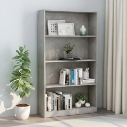 vidaXL Estantería de 4 niveles contrachapada gris hormigón 80x24x142cm