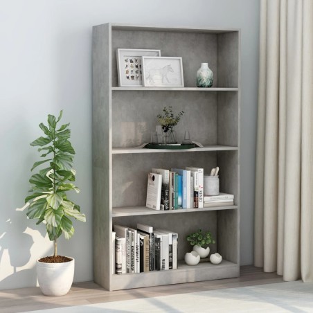 vidaXL Estantería de 4 niveles contrachapada gris hormigón 80x24x142cm