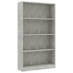 vidaXL Estantería de 4 niveles contrachapada gris hormigón 80x24x142cm