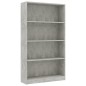 vidaXL Estantería de 4 niveles contrachapada gris hormigón 80x24x142cm vidaXL Estantería de 4 niveles contrachapada gris hormigón 80x24x142cm