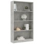 vidaXL Estantería de 4 niveles contrachapada gris hormigón 80x24x142cm vidaXL Estantería de 4 niveles contrachapada gris hormigón 80x24x142cm
