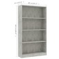 vidaXL Estantería de 4 niveles contrachapada gris hormigón 80x24x142cm vidaXL Estantería de 4 niveles contrachapada gris hormigón 80x24x142cm