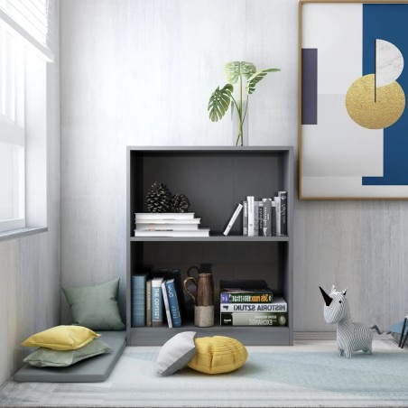 vidaXL Estantería madera contrachapada gris brillante 60x24x74,5 cm