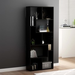 vidaXL Estantería librería madera contrachapada negro 67x24x161 cm