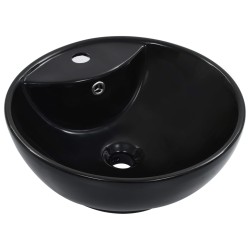 vidaXL Lavabo con rebosadero 46,5x18 cm cerámica negro