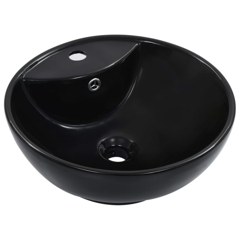 vidaXL Lavabo con rebosadero 46,5x18 cm cerámica negro vidaXL Lavabo con rebosadero 46,5x18 cm cerámica negro