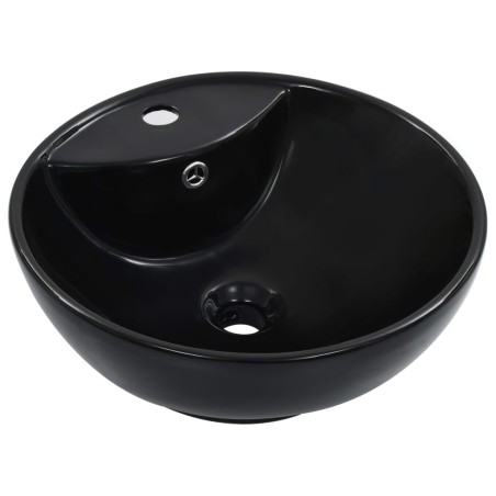vidaXL Lavabo con rebosadero 46,5x18 cm cerámica negro