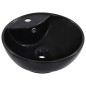 vidaXL Lavabo con rebosadero 46,5x18 cm cerámica negro vidaXL Lavabo con rebosadero 46,5x18 cm cerámica negro