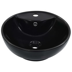 vidaXL Lavabo con rebosadero 46,5x18 cm cerámica negro