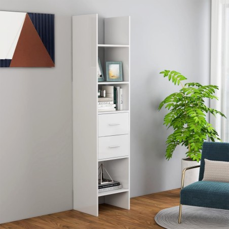 vidaXL Estantería madera contrachapada blanco brillante 40x35x180 cm