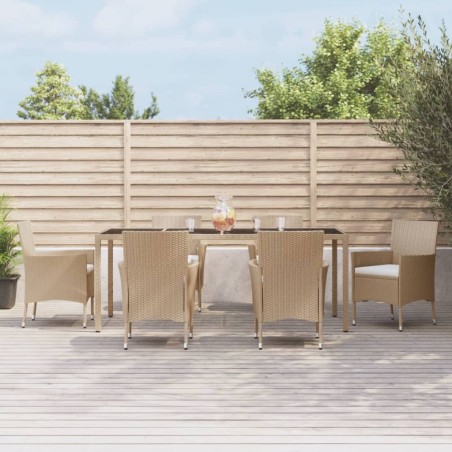 vidaXL Set comedor de jardín 7 pzas con cojines ratán sintético beige