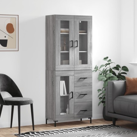 vidaXL Aparador alto madera contrachapada gris sonoma 69,5x34x180 cm