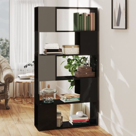 vidaXL Estantería/divisor espacio contrachapada negro 80x24x155 cm