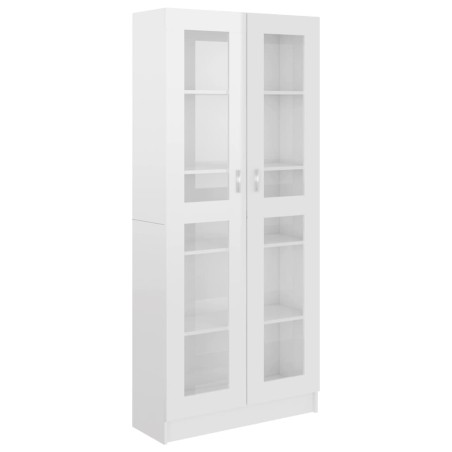 vidaXL Vitrina de madera contrachapada blanco brillo 82,5x30,5x185,5cm