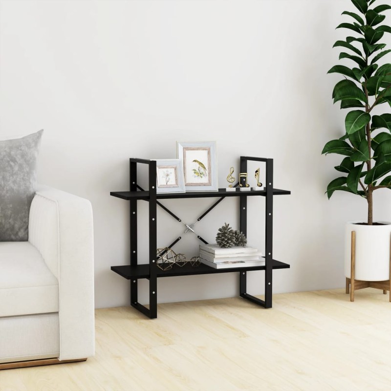 vidaXL Estantería 2 niveles madera maciza de pino negra 80x30x70 cm vidaXL Estantería 2 niveles madera maciza de pino negra 80x30x70 cm