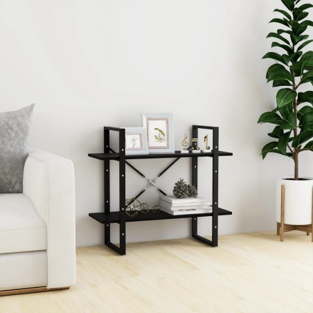 vidaXL Estantería 2 niveles madera maciza de pino negra 80x30x70 cm