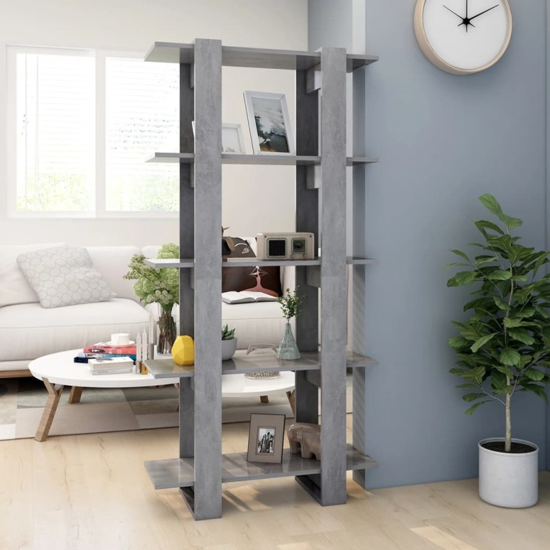 vidaXL Estantería/divisor madera ingeniería gris hormigón 80x30x160 cm vidaXL Estantería/divisor madera ingeniería gris hormigón 80x30x160 cm