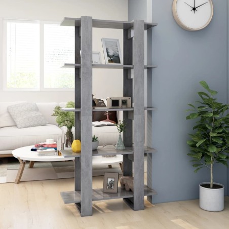 vidaXL Estantería/divisor madera ingeniería gris hormigón 80x30x160 cm