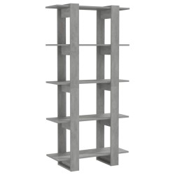 vidaXL Estantería/divisor madera ingeniería gris hormigón 80x30x160 cm