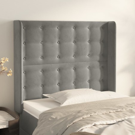 vidaXL Cabecero con orejas de terciopelo gris claro 103x16x118/128 cm