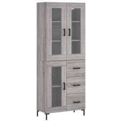 vidaXL Aparador alto madera contrachapada gris sonoma 69,5x34x180 cm