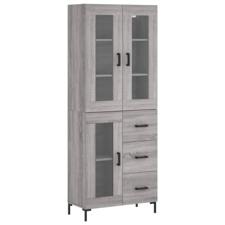 vidaXL Aparador alto madera contrachapada gris sonoma 69,5x34x180 cm