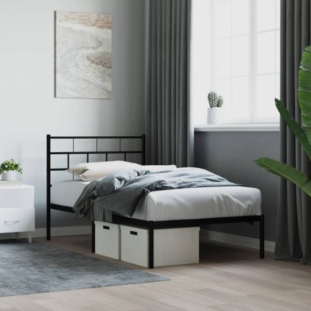 vidaXL Estructura de cama con cabecero metal negro 100x190 cm
