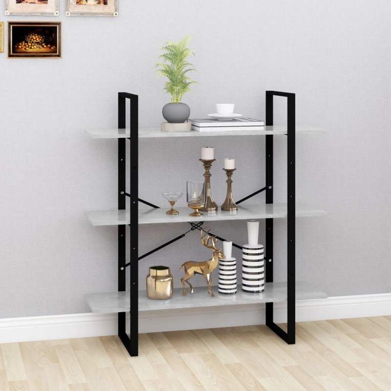 vidaXL Estantería de madera contrachapada gris hormigón 100x30x105 cm