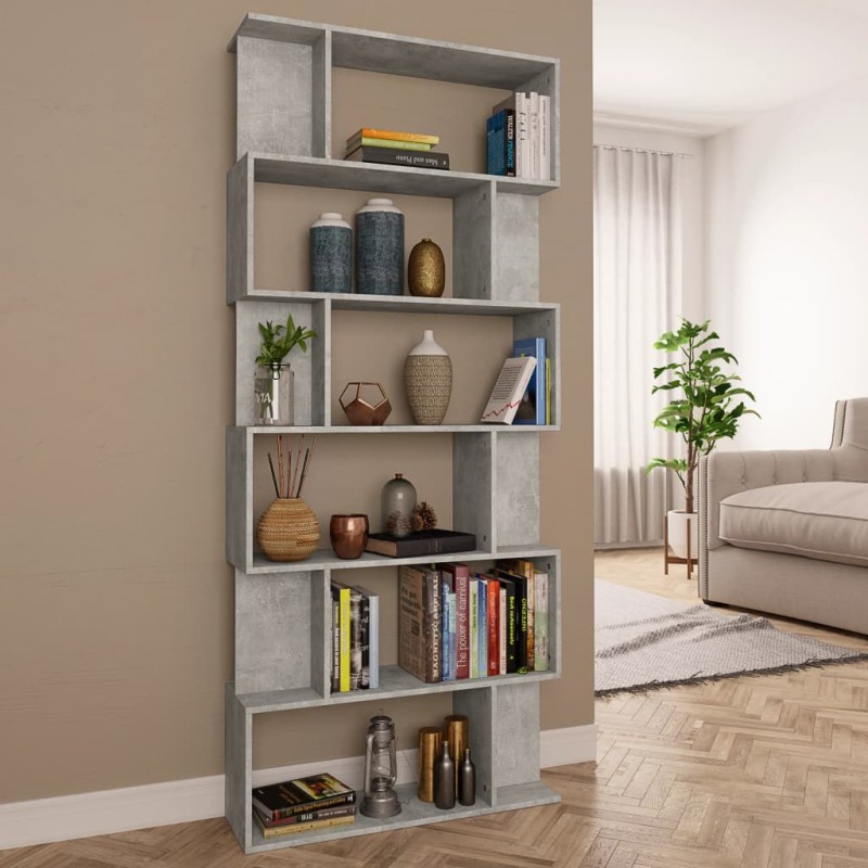 vidaXL Estantería madera contrachapada gris hormigón 80x24x192cm