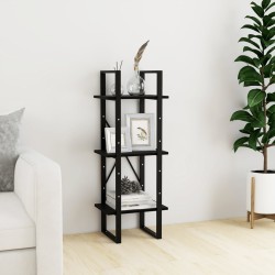 vidaXL Estantería de 3 niveles madera maciza pino negro 40x30x105 cm