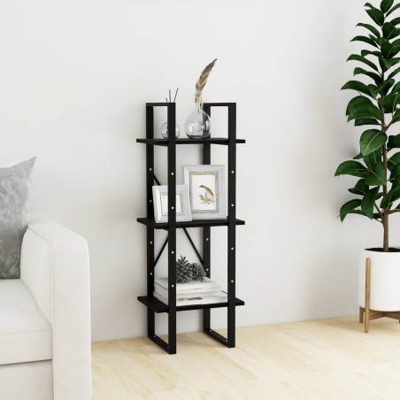 vidaXL Estantería de 3 niveles madera maciza pino negro 40x30x105 cm
