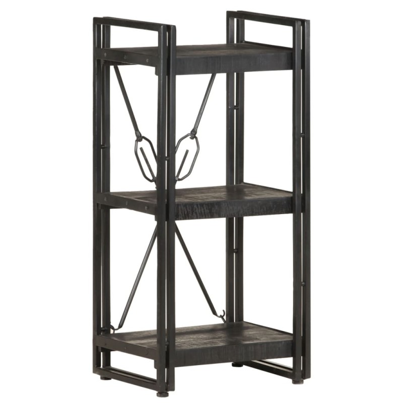 vidaXL Estantería de 3 niveles madera maciza de mango negro 40x30x80cm vidaXL Estantería de 3 niveles madera maciza de mango negro 40x30x80cm