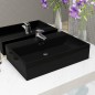 vidaXL Lavabo con orificio para grifo cerámica 76x42,5x14,5 cm negro vidaXL Lavabo con orificio para grifo cerámica 76x42,5x14,5 cm negro