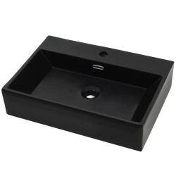 vidaXL Lavabo con orificio para grifo cerámica 76x42,5x14,5 cm negro