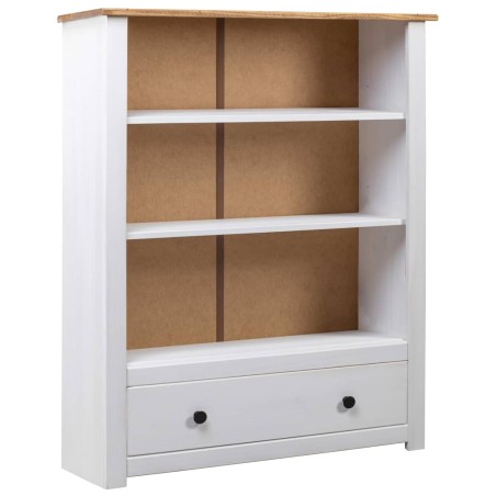vidaXL Librería de madera maciza pino estilo Panamá blanco 80x35x110 cm
