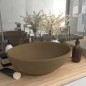 vidaXL Lavabo de lujo ovalado cerámica crema mate 40x33 cm vidaXL Lavabo de lujo ovalado cerámica crema mate 40x33 cm