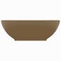 vidaXL Lavabo de lujo ovalado cerámica crema mate 40x33 cm vidaXL Lavabo de lujo ovalado cerámica crema mate 40x33 cm