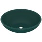 vidaXL Lavabo de lujo ovalado cerámica verde oscuro mate 40x33 cm vidaXL Lavabo de lujo ovalado cerámica verde oscuro mate 40x33 cm