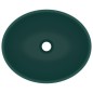 vidaXL Lavabo de lujo ovalado cerámica verde oscuro mate 40x33 cm vidaXL Lavabo de lujo ovalado cerámica verde oscuro mate 40x33 cm