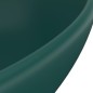 vidaXL Lavabo de lujo ovalado cerámica verde oscuro mate 40x33 cm vidaXL Lavabo de lujo ovalado cerámica verde oscuro mate 40x33 cm
