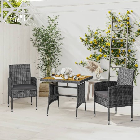 vidaXL Juego de comedor de jardín 3 piezas ratán sintético gris
