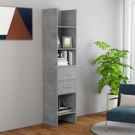 vidaXL Estantería de madera contrachapada gris hormigón 40x35x180 cm