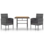 vidaXL Juego de comedor de jardín 3 piezas ratán sintético gris vidaXL Juego de comedor de jardín 3 piezas ratán sintético gris